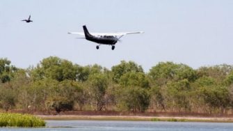 Plane about to land on water