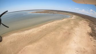 Shoreline of inland lake