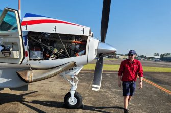 Crew preparing light aircraft