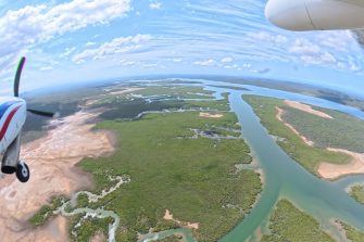 Drainage patterns near the Narrows and Curtis island north of Gladstone, aerial waterbird survey 2025