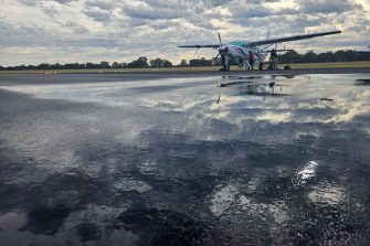 Our plane after the thunderstorm passed through, aerial waterbird survey, 2025
