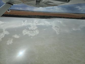 A Kerang salt lake, with no waterbirds, aerial waterbird survey, 2025