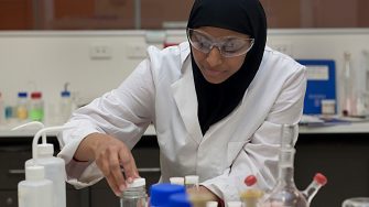 Student in lab