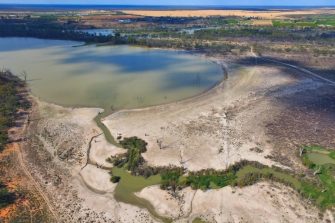 Soil moisture in patterned vegetation under extreme drought conditions