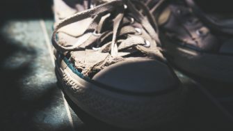 Closeup of worn shoe