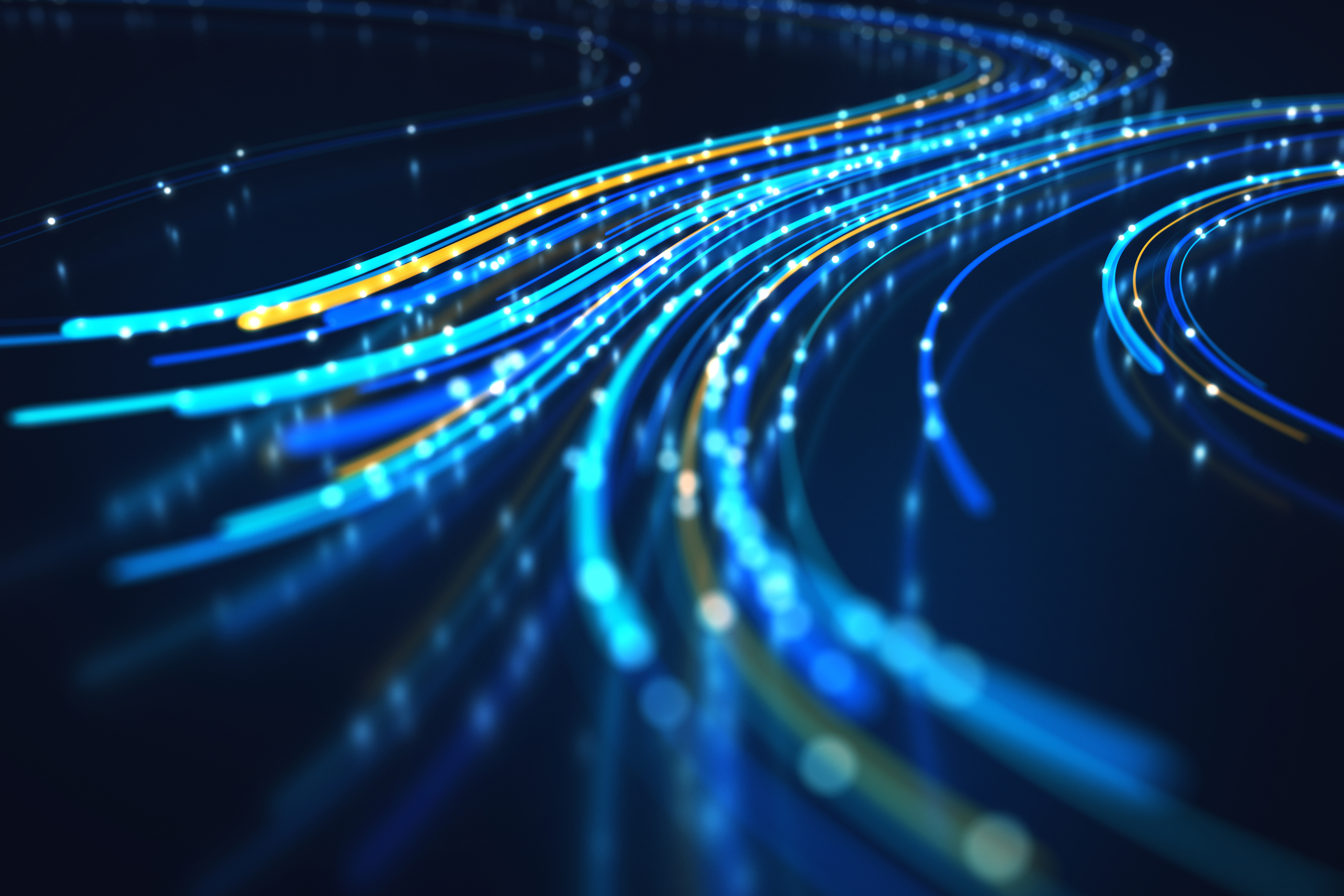 Close up of network data flowing through nanowires.