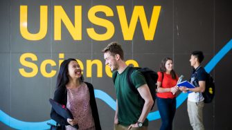 Students socialising outside of the UNSW Science building