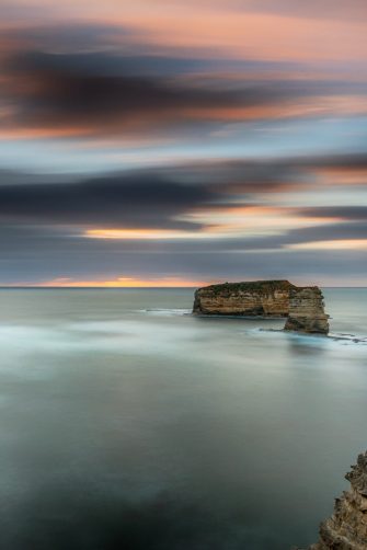 Views of the bush fire at Mount Solitary in Blue Mountains after sunset at dusk light