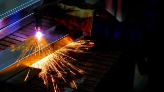 Plasma cutter in a factory