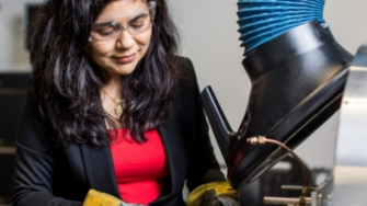 female scientist in the lab testing material