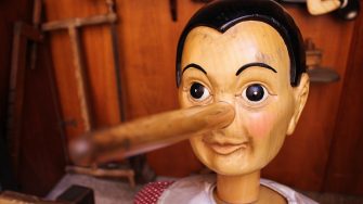 Close up of Pinocchio face with long nose