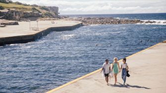 Students walking at Clovelly Beach