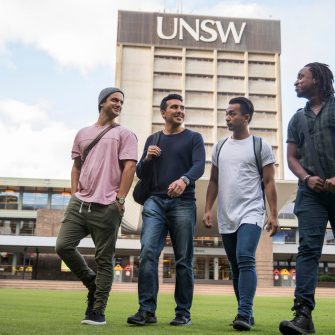 Students walking in front of UNSW building 