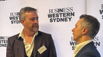 Vice-Chancellor Attila Brungs and Minister Jason Clare at Business Western Sydney Education Summit