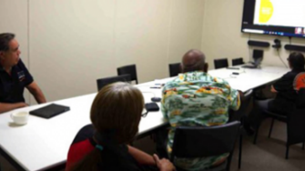 Research and  evaluation morning tea on education, discussing attendance and outcomes data for Walgett Community College