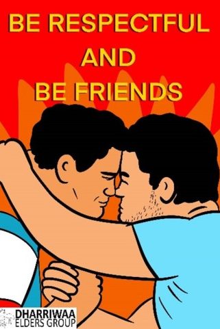 a poster of two boys holding each other