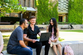 Students having an informal meeting on campus