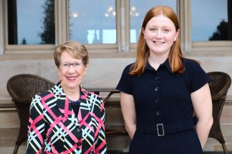 NSW Governor Margaret Beazley with Tess Rickard who is the NSW Rhodes Scholar-Elect for 2027 