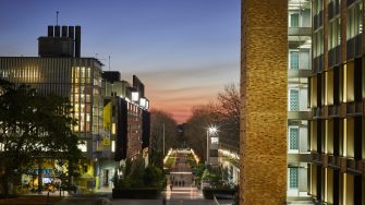 Kensington main walkway at dusk