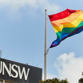 Rainbow flag flys at Kensington campus UNSW.