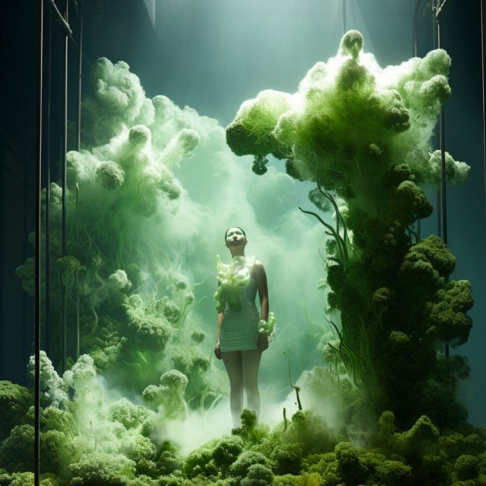 Winner of the Frost* Design Prize. Jiaying Qian, Modina: Co-designing with slime mold and spirulina through speculative wearable bio-facture 2023 (detail). Spirulina biomaterial, TPU tubes, 3D printed resin. Photo credit: the artist.