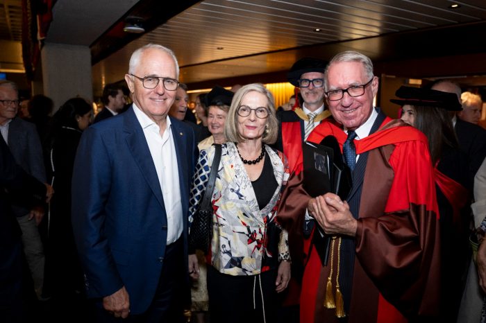 David Gonski with Malcolm and Lucy Turnbull.