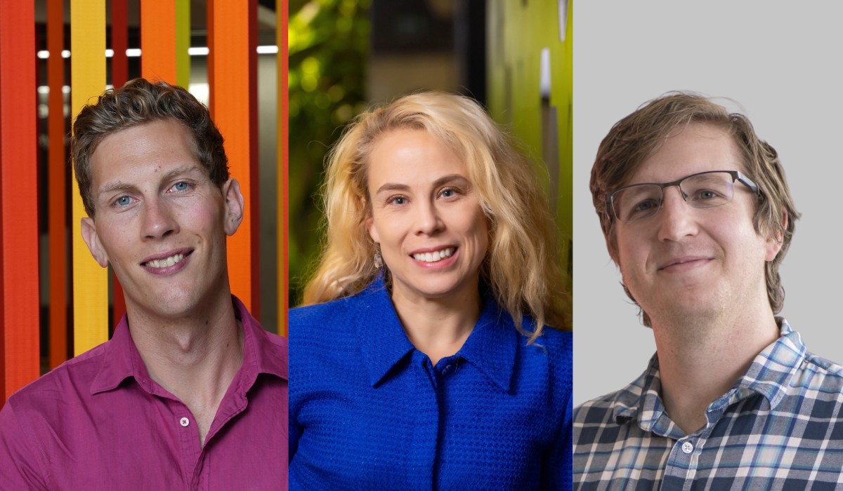 From left: Dr Aaron Eger, Professor Clare Arnott and Dr Hammond Pearce.