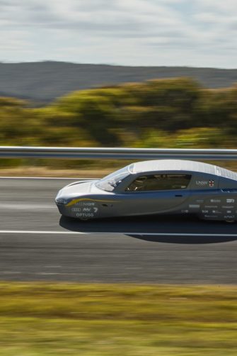Sunswift 7 in action during the Guinness World Record attempt at the Australian Automotive Research Centre