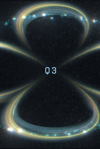 An artist's impression of quantum entanglement between three qubits in silicon: the two nuclear spins (red spheres) and one electron spin (shiny ellipse) which wraps around both nuclei. 