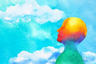 colourful art of head in the clouds