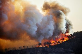 A wildfire in Katoomba, Australia