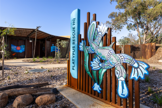 Sign outside the new Platypus Rescue HQ at Taronga Western Plains Zoo
