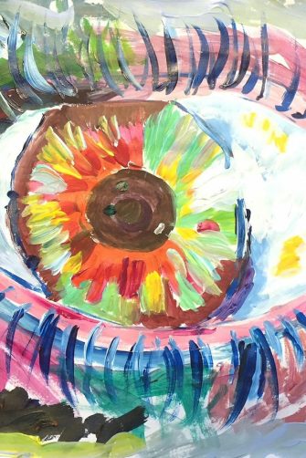 An artwork made by a young person receiving mental health care in hospital during an art therapy session.