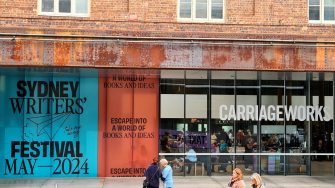 Sydney Writers' Festival poster outside Carriageworks 