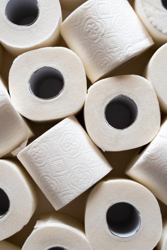 lots of toilet paper rolls. soft hygienic paper. close up