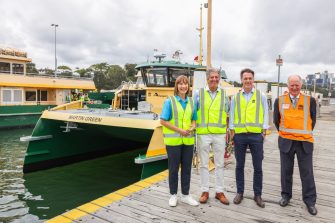 From left Jo Haylen, NSW Minister for transport, Prof. Martin Green, Premier Chris Minns and Howard Collins, Coordinator-General for Transport for N