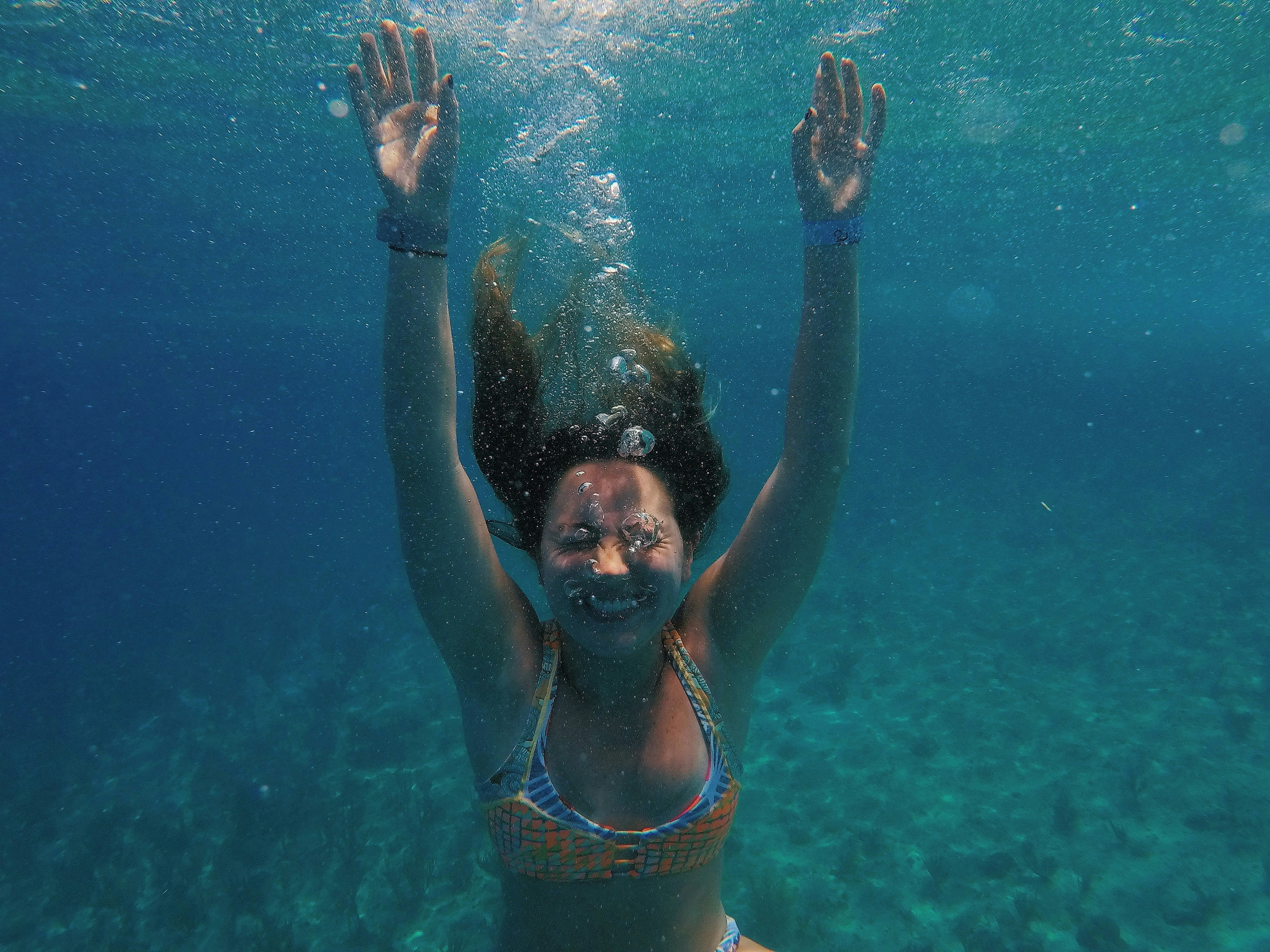 woman in bikini underwater