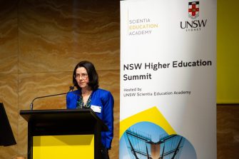 Sarah Bendall addressing the NSW Higher Education Summit at UNSW