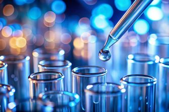 Vibrant and colorful close-up of laboratory test tubes with a liquid dropper Represents a scientific experiment conducted possibly in a medical or chemical laboratory setting