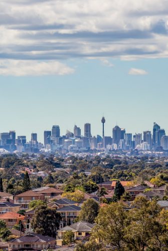 Sydney City Skyline and Suburbs from South West