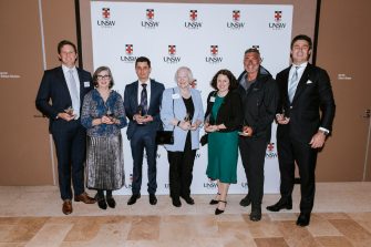 UNSW Alumni Awards winners Rodney Davis, Jennifer Farlow (representing Harriet Farlow) Vincent Allen, Em. Prof. Elizabeth Taylor, Adele Schonhardt, Ben Farinazzo and Christopher Marr.