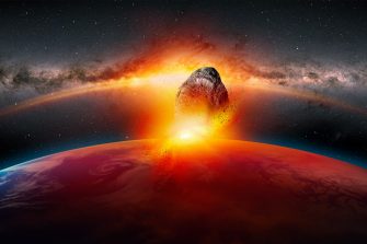 Attack of the asteroid on the Earth "Elements of this image furnished by NASA