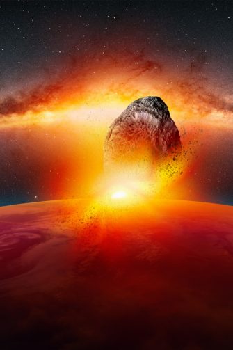 Attack of the asteroid on the Earth "Elements of this image furnished by NASA