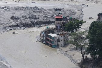 RASUWA, NEPAL- August 31, 2026: devastating flood in the Bhotekoshi River on August 26 caused widespread destruction in Betrawati Bazar, located along the border of Nuwakot and Rasuwa districts in Nepal. The flood damaged homes, businesses, roads and other infrastructure, leaving the area severely affected.