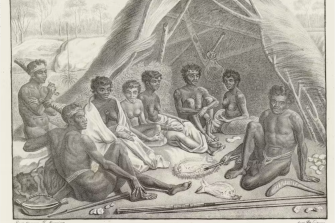 ‘Natives of New Holland’ – Plate No. 22 (1831) Voyage of Captain Bellingshausen to the Antarctic Seas, 1819-1821, State Library of NSW, CC BY-NC