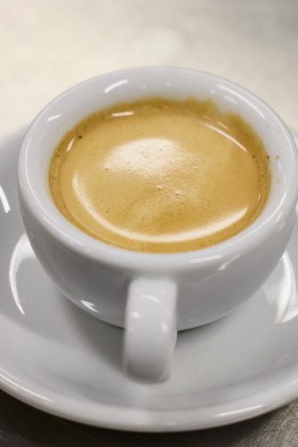 Dr Francisco Trujillo with a cup of ultrasonic espresso