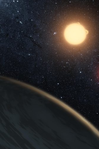 This artist's image illustrates a circumbinary planet – a planet that orbits two stars – called Kepler-16b, which was detected in an earlier study. 