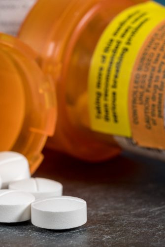 Oxycodone is the generic name for a range of opoid pain killing tablets. Prescription bottle for Oxycodone tablets and pills