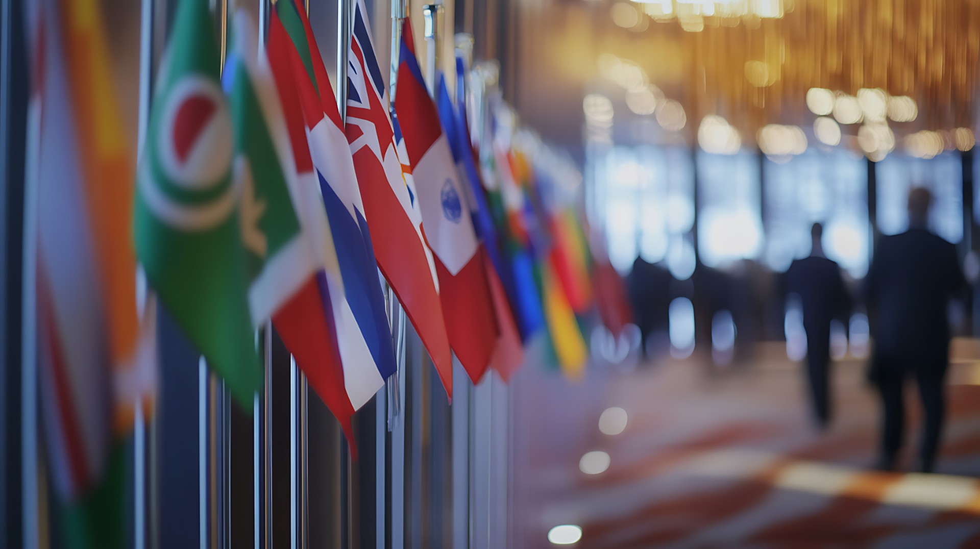 Close-up of COP 29 delegates’ name tags at the entrance of the Baku conference hall. Created by AI