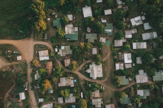 Arial view of a village in Asia